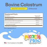 Colostrum Supplement for Gut Health, Hair Growth, Beauty and Immune Support - Easy to Mix Grass Fed Bovine Powder - Highest IgG Plus ImmunoLin, Unflavored (30 Servings)