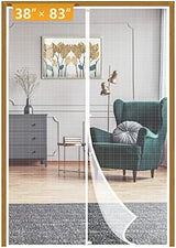 Yotache Magnetic Screen Door Fit Doors 38 x 83, Screen Size 40" x 84" Upgraded Anti-Tearing Polyester Mesh French Door Screens with Magnets, White