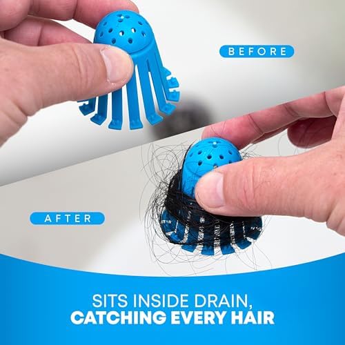 TubShroom Toss 21pk Disposable Bath Tub Drain Strainers - Hair Catcher Snare for Shower Bathtub to Prevent Clogged Drains, Traps Human and Pet Hair, One Year Supply (Blue)