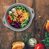 Collapsible Silicone Salad Bowl 61oz Camping Bowl Outdoor Hiking Travel Durable Bowl for Storage and Mixing Food-Grade Silicone Food Storage Container 1 Pack (Grey)