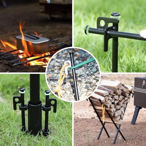 12Inch Heavy Duty Tent Stakes,20 PCS Tent Pegs Metal+Fluorescent Silicone Rings+ Storage Bag for Camping (20pcs)