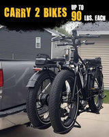 2 Bike Racks for Tow Hitch 180 lbs Capacity for Bikes, Electric eBikes, Fat Tire, Road Bikes and MTB, Tilting Folding E-Bike Rack for Car SUV Pickup Truck RV Camper - 2 inch Receiver