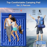 Double Sleeping Pad Camping, Self Inflating 6'' Extra-Thick 2 Person Pillow Built-in Foot Pump Waterproof Inflatable Sleeping Mat Backpacking, Tent, Hiking, Portable Camping Pad (Navy Grey)