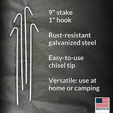 Pinnacle Mercantile 120 Pack Tent Stakes Metal Garden Edging Fence Hooks Pegs Christmas Decoration Stakes Made USA 9 inches Long