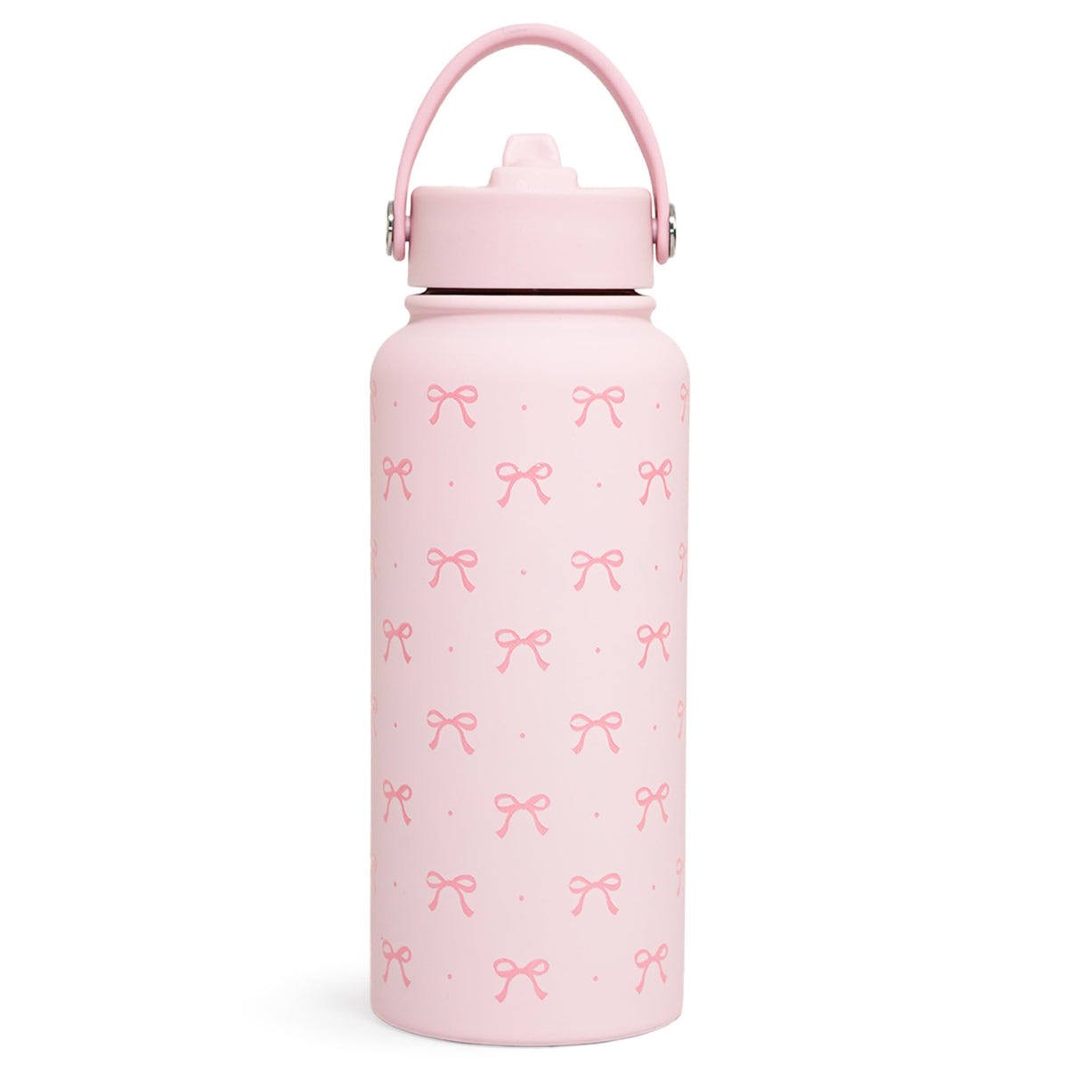 SANDJEST Pink Bow Water Bottle Stainless Steel Insulated Vacuum 32oz with Lid, Gifts for Women Girls Teens Birthday Christmas