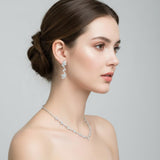 AKUSESALI Silver Jewelry Sets for Women Rhinestone Necklace Dangle Earrings Bracelet Set Bridal Wedding Jewelry Sets for Brides Bridemaid Prom Costume Accessories Jewelry