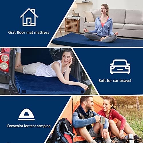 CYMULA Memory Foam Camping Mattress Pad, CertiPUR-US Sleeping Mat, Portable Roll Up Mattress for Adults, Camping Bed Pads for Sleepover, Car Bed with Travel Bag