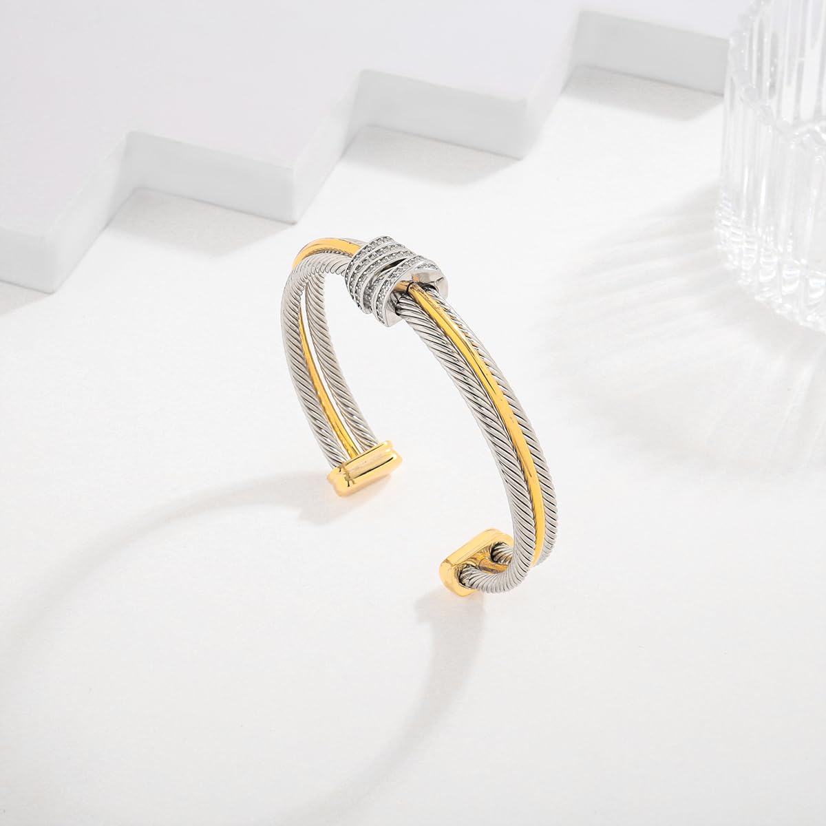 LILIE&WHITE Gold Bracelets For women With Cubic Zircon Chic Gold Bangle