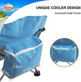 Low Back Camping Chair 2 Pack Support 300 LBS Carry Bag Included,Low Profile Folding Outdoor Chair,Camp Beach Chairs Set,with Phone Bag,Cooler Pocket,Cup Holder for Kids(2 Pcs Blue)