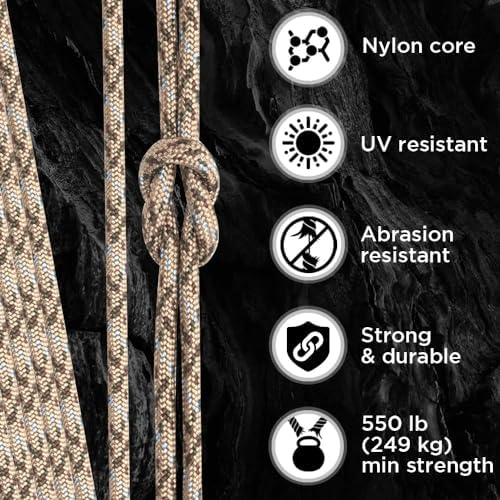 TECEUM 5/32" Paracord Rope 1000 – 1000ft / 200ft / 100ft / 50ft – Tactical Parachute Cord 4mm – 45+ Colors – Nylon String for Survival & Camping Gear – Stripe Cord for Survival – Utility Rope