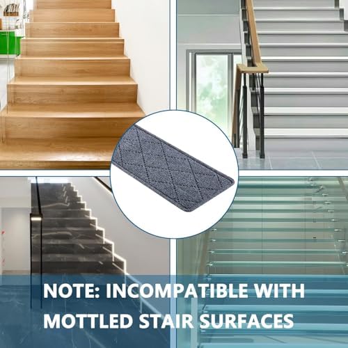 Stair Treads for Wooden Steps Indoor, 8" X 30" Non Slip Carpet Stair Treads with Reusable Adhesive for Kids Elders and Dogs, Surface Polyester TPR Backing Stair Rugs, 4 Pack Stair Rugs Dark Grey