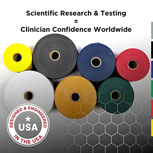 THERABAND Resistance Band 25 Yard Roll, Thin Yellow Non-Latex Professional Elastic Bands For Upper & Lower Body Exercise Workouts, Physical Therapy, Pilates, & Rehab, Dispenser Box, Level 2