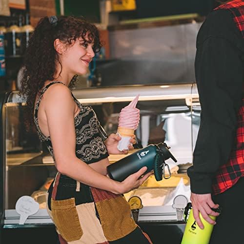 Farsea Insulated Water Bottle With Paracord Handle, Protective Silicone Boot and 2 Lids (Straw Lid & Spout Lid), Stainless Steel Water Bottle Wide Mouth, Double Wall Sweat-Proof BPA-Free, 32 oz