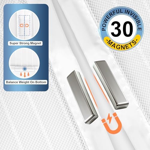 Magnetic Screen Door Fits Door Size 29" x 80", Screen Door Mesh,Door Screen Magnetic Closure for Patio Door Enjoy Air Fresh-White, Actual Screen Size 30" x 81"