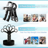 Grip Strength Trainer(5 Pack) with Finger Exerciser, Hand Grip Strengthener, Finger Stretcher,Grip Ring & Stress Relief Ball for Muscle Building and Injury Recover with Carry Bag