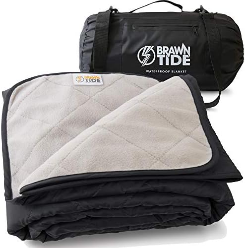 BRAWNTIDE Large Outdoor Waterproof Blanket - Extra Thick Fleece, Warm, Windproof, Sandproof, Quilted, 82" x 55", Ideal for Beaches, Picnics, Camping, Stadiums, Dogs, Car