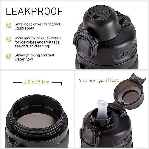 Collapsible Water Bottles 20oz, Leak Proof, BPA-Free, Foldable Silicone Travel Water Bottle with Straw Strap for Cycling, Hiking, Outdoors