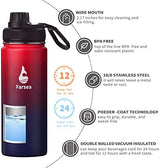 Farsea Insulated Water Bottle With Paracord Handle, Protective Silicone Boot and 2 Lids (Straw Lid & Spout Lid), Stainless Steel Water Bottle Wide Mouth, Double Wall Sweat-Proof BPA-Free, 18 oz