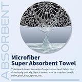 2 Pack Lightweight Thin Beach Towel Oversized 71"x32" Big Extra Large Microfiber Sand Free Towels for Adult Quick Dry Travel Camping Beach Accessories Vacation Essential Gift Black Mandala Elephant