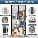 Magnetic Fly Screen Door with Stay Open Buckles - Heavy Duty Self-Sealing Mesh,Powerful Magnets,Full Frame Magic Tape (Fit for Door Size:38x82 Inch,Screen Itself Size:40x84 Inch, Black)