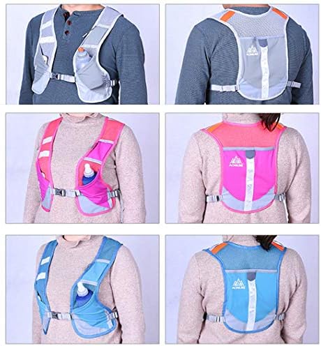 AONIJIE Men Women Ultralight Running Vest Pack Reflective Breathable Hydration Backpack for Hiking Camping Marathon Cycling Race (Gray- with 2 pcs 250ml Bottles)