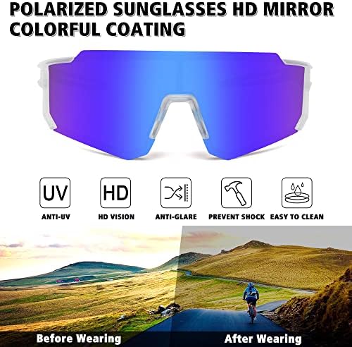 STORYCOAST Polarized Sports Sunglasses for Men Women,Driving Fishing Cycling Mountain Bike Sunglasses UV400 Protection