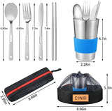 Outdoor Camping Mess Kit - 1 to 2 persons Camping Dishes Includes Cups, Bowls, Dishes, Knives, Forks, Spoons, Etc, Camping Dinnerware Set with Mesh Bag is Easy to Carry Camping Tableware Set