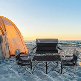 Oversized 4 Pcs Camping Chair Set with Table,Outdoor Folding Heavy Duty Lawn Chair,Cup Holder,Portable,Loveseat Chair Perfect for Family Hiking,Picnics and Beach Trips,Black