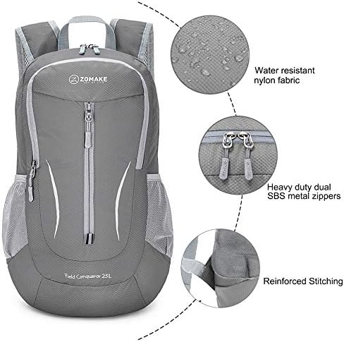 ZOMAKE Ultra Lightweight Packable Backpack 25L, Foldable Hiking Backpacks Water Resistant Small Folding Daypack for Travel(Dimgray NEW)