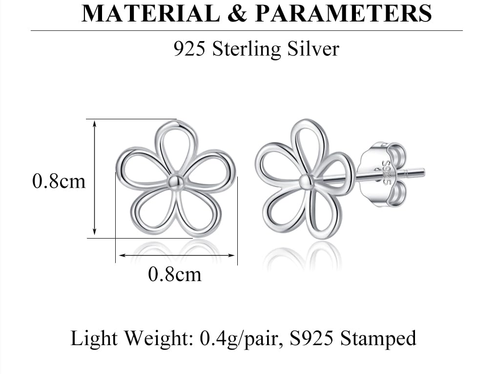 SLUYNZ Solid 925 Sterling Silver Flower Stud Earrings for Women Teen Girls Hollow Flower Stud Earrings Spring (A-Sterling Silver)