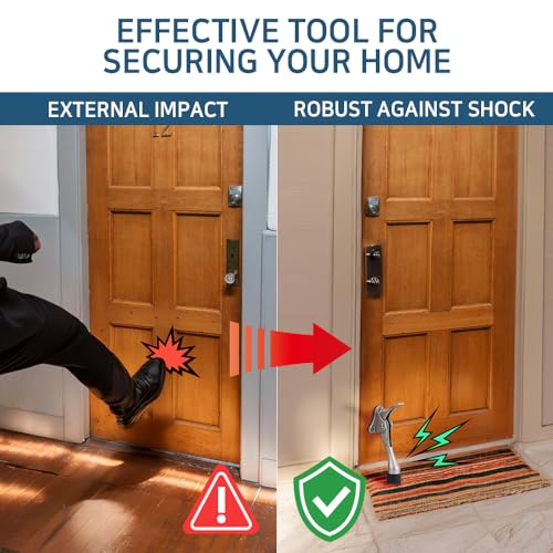 One Touch Kickdown Door Stopper, Door Holder, Heavy Duty Door Stops, Bottom of Door, Height-Adjustable Rubber Tips by HASHI (Satin Nickel 4 inch x 2pack)