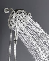 2-in-1 Shower Head With Handheld Combo: 2.5GPM Rainfall & Detachable Use Together or Alone, 9 Spray Settings Hand Held With Hose, Nickel