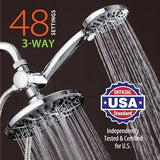 AquaDance 7" Premium High Pressure 3-Way Rainfall Combo for The Best of Both Worlds - Enjoy Luxurious Rain Showerhead and 6-Setting Hand Held Shower Separately or Together - Chrome Finish - 3328