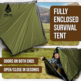 Orange Polyester Survival Tent with Doors - Compact, Durable, All-Season Shelter for Camping, Hiking, and Emergency Preparedness