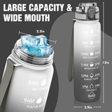OLDLEY Water Bottle, 32oz Motivational Sports Water Bottle with Time Marker - Times to Drink - Tritan, BPA Free, Wide Mouth Leakproof, Tai Chi (1 Bottle)