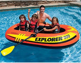 INTEX Explorer Inflatable Boat Series: Dual Air Chambers – Welded Oar Locks – Grab Handles – Bow Rope – Sporty Design