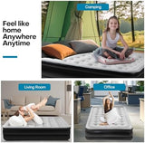 Panana Queen Air Mattress with Built in Electric Pump, Height 18.5" Comfort Blow up Inflatable Guest Air Bed Airbed with Flocked Top, Storage Bag for Family, Home, Camping