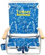 Tommy Bahama 5-Position Classic Lay Flat Backpack Beach Chair with Cooler and Cup Holder, Portable Folding Beach Chair for Tanning, Blue Tropical Leaves