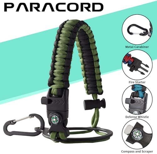 64oz Insulated Water Bottle with Straw & Auto Spout Lid - (Cold 48H & Hot 24H) Half Gallon Stainless Steel Water Jug with Paracord Handle, Metal Tactical Military Water Flask with Carrier Strap Bag