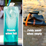 Vapur Flexible, Collapsible Wide Mouth Anti-Bottle with Detachable Carabiner, 34 Ounce, Night Blue, Pack of 2