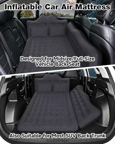 Umbrauto Inflatable Car Mattress Bed: SUV Camping Air Mattress for Truck Backseat with Pump & Pillows, Blow Up Car Sleeping Mattress for Van Back Seat
