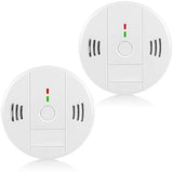 Combination Smoke and Carbon Monoxide Detector Alarm, 2-Pack Beeps Warning Smoke and CO Alarms for Basements Travel Home Office House Bedroom Living Room Car, Battery Operated, Comply with UL 217/2034