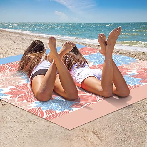 Beach Blanket Waterproof Sandproof Extra Large Beach Mat 79" X 83"/120"x108"for 1-8 Adults Quick Drying Durable Outdoor Picnic Mat for Beach Travel Camping Hiking