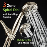 AquaDance High Pressure 6-Setting Full Brushed Nickel Handheld Shower Head with Stainless Steel Hose. Officially Independently Tested to Meet Strict US Quality & Performance Standards!
