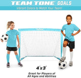 GoSports Portable Soccer Goals for Kids - 13 Color Options - Choose 4 x 3 ft or 6 x 4 ft - Team Tone Pop Up Nets for Backyard