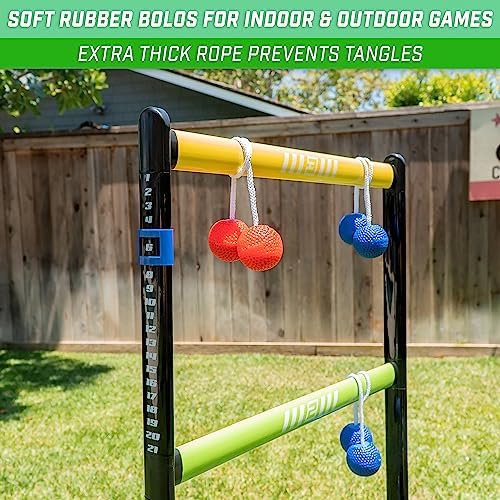 GoSports Ladder Toss Indoor & Outdoor Game Set with 6 Soft Rubber Bolo Balls and Travel Carrying Case - Choose Pro or Classic