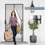 Magnetic Fly Screen Door with Stay Open Buckles - Heavy Duty Self-Sealing Mesh,Powerful Magnets,Full Frame Magic Tape (Fit for Door Size:34x82 Inch,Screen Itself Size:36x84 Inch, Black)