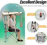 BDL Camping Chair with Canopy Shade Portable Folding Beach Chairs with Cooler, Mesh Backrest, Cup Holder, and Pocket for Camping, Fishing, Beach, and Sports