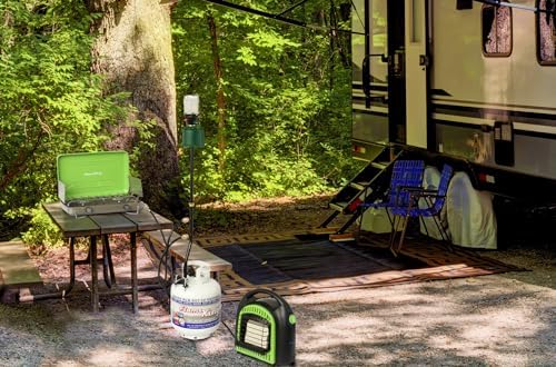 Flame King FK-DP2PC 3 Outlet Adapter 20 to 1LB Propane Distribution Post Pole Tree Stem Stand for Stove, Lanterns, and Camping, Black