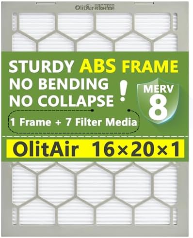 16x20x1 MERV 8 Air Filter,AC Furnace Air Filter,Reusable ABS Plastic Frame, 7 Pack Replaceable Filter Media (Actual Size: 15 3/4" x 19 3/4" x 3/4")